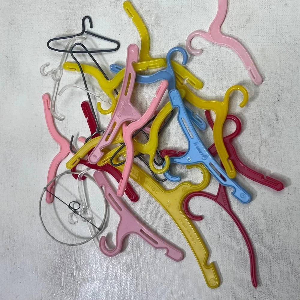 Vintage Doll Hangers Lot Ginny Totsy Dolls Pride Plastic Wire Mixed Colors